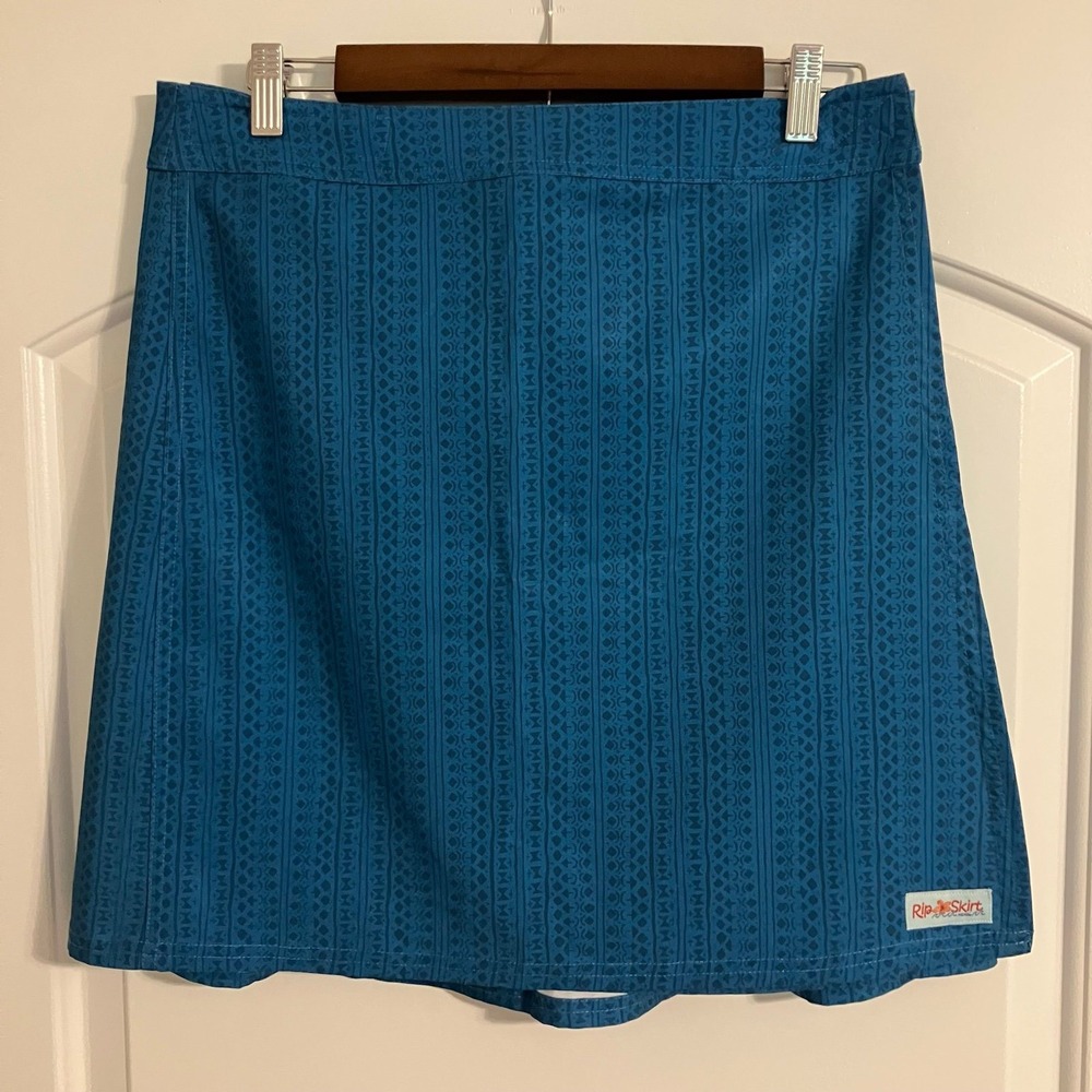 Ripskirt Hawaii Blue Geometric Print Quick-Dry Wrap Skirt Size M Resort Beach